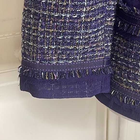 Chicos Women’s Purple Tweed Lined Collarless Jacket Blazer Size 1/8 - Picture 5 of 12